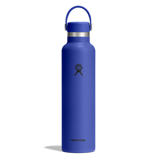 Blue Hydro Flask water bottle on a white background