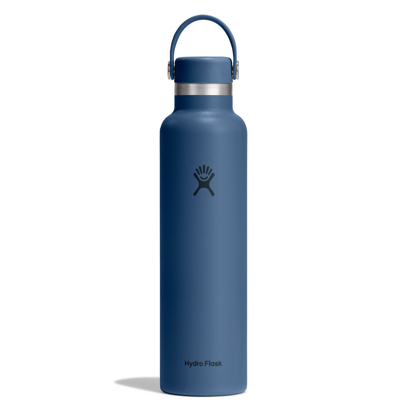 Blue Hydro Flask water bottle on a white background