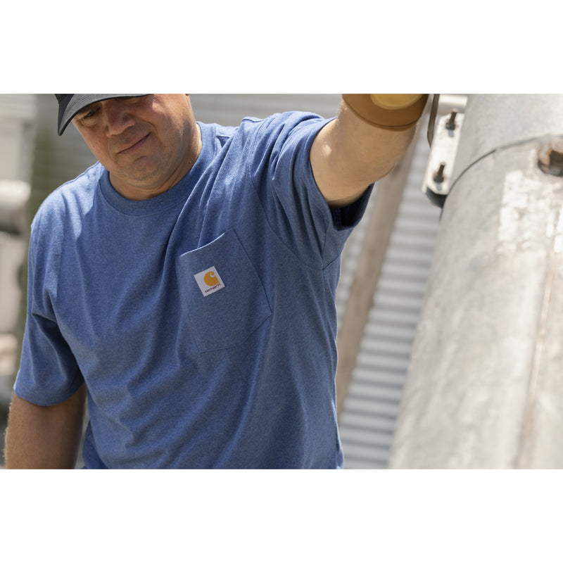 Men's Loose Fit Heavyweight Short Sleeve Pocket T-Shirt | Dark Tranquil Blue