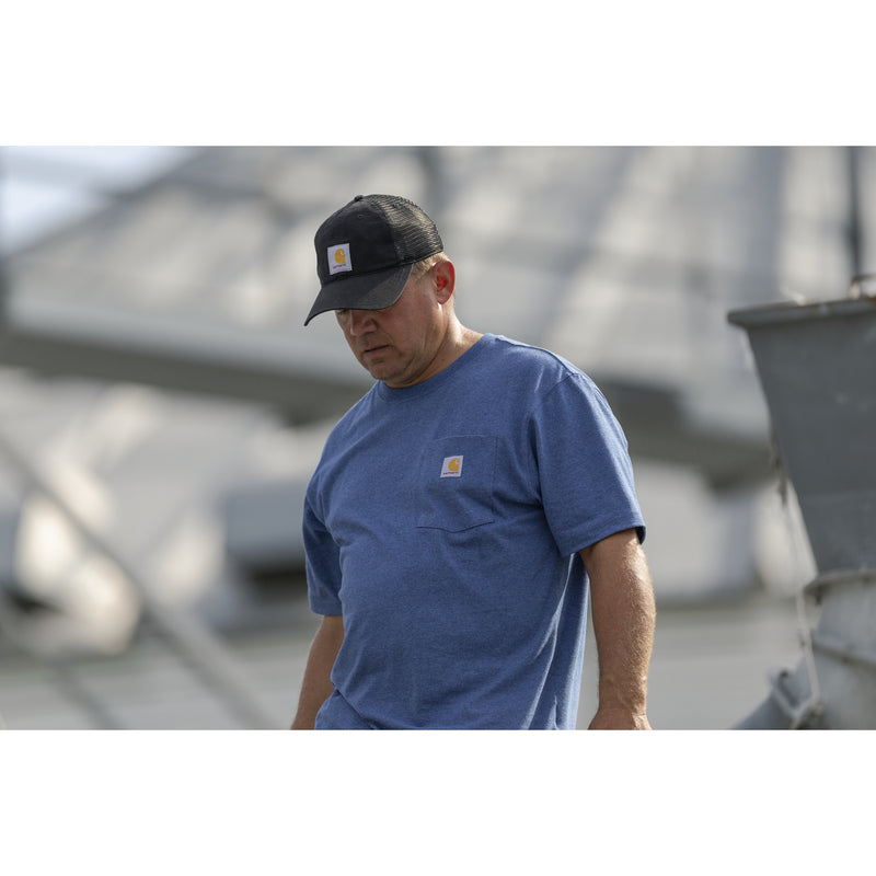Men's Loose Fit Heavyweight Short Sleeve Pocket T-Shirt | Dark Tranquil Blue