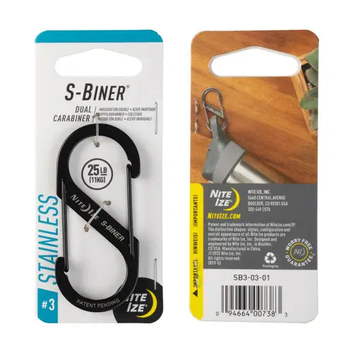 S-Biner® Stainless Steel Dual Carabiner #3 | Black