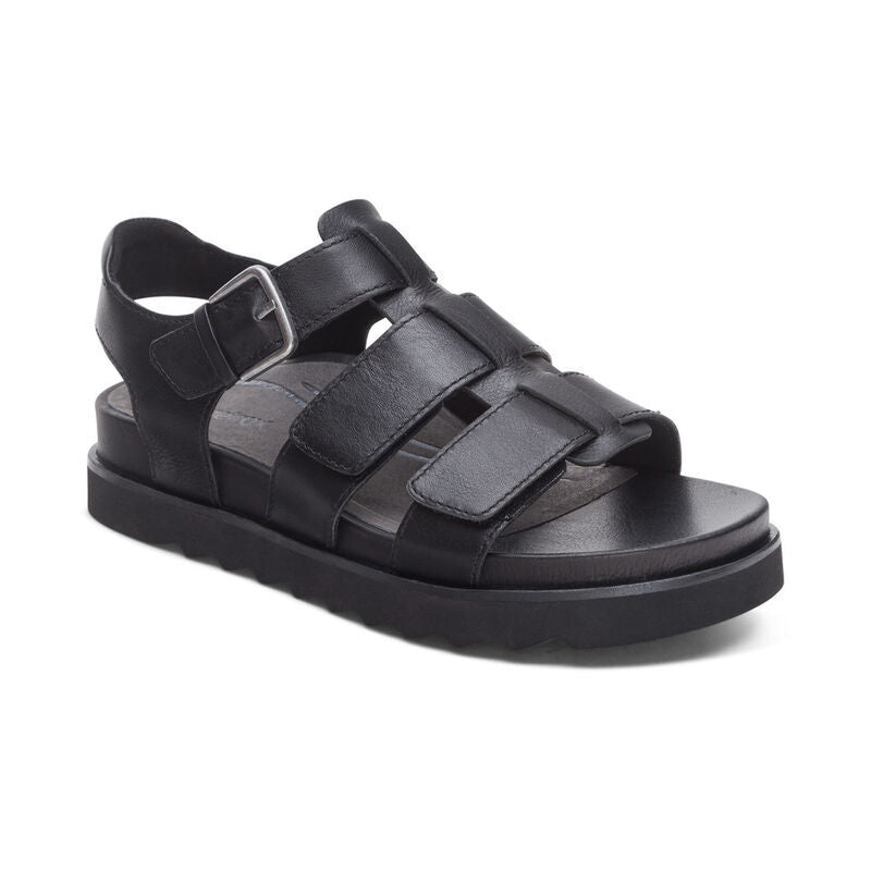 Women's Romy Quarter Strap Cork Flat Sandal Black