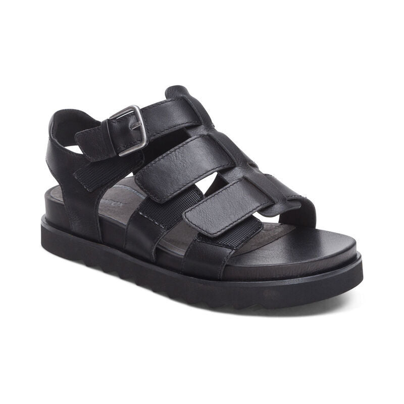 Women's Romy Quarter Strap Cork Flat Sandal Black
