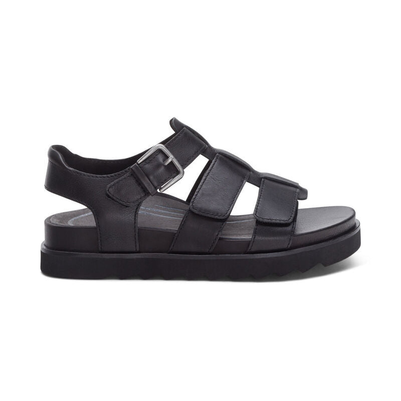 Women's Romy Quarter Strap Cork Flat Sandal Black