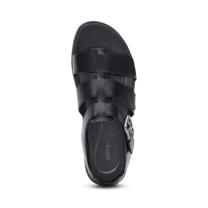 Women's Romy Quarter Strap Cork Flat Sandal Black