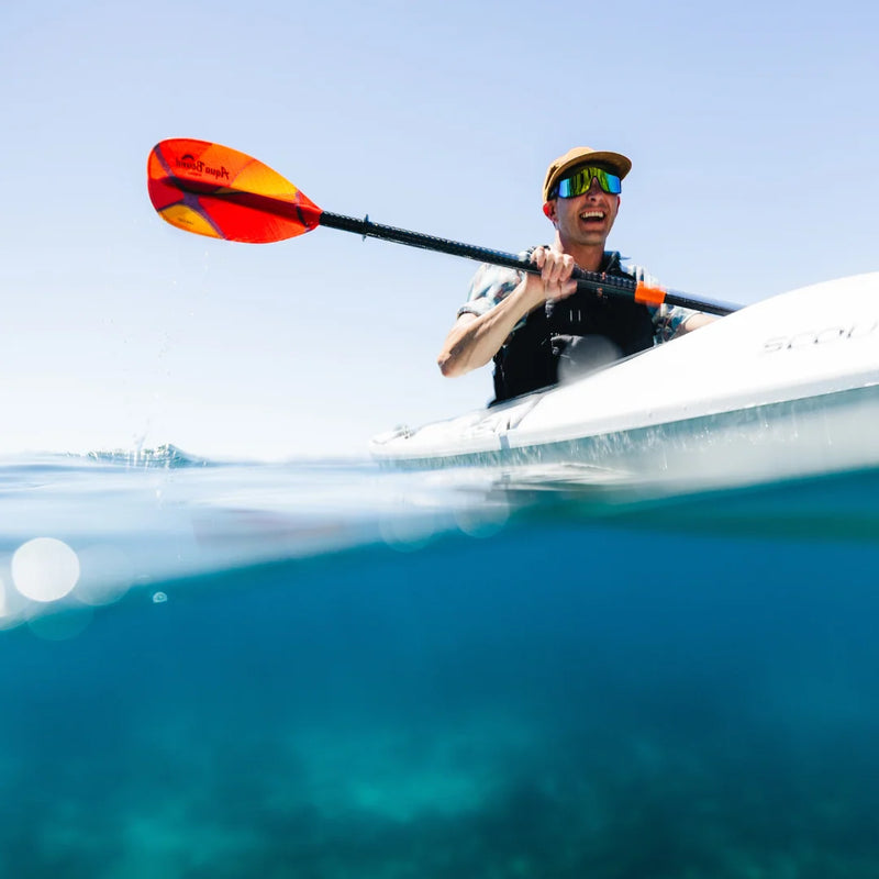 Whiskey Fiberglass 2pc Lam-Lok/Posi-Lok Carbon Shaft Kayak Paddle | Solar Flare