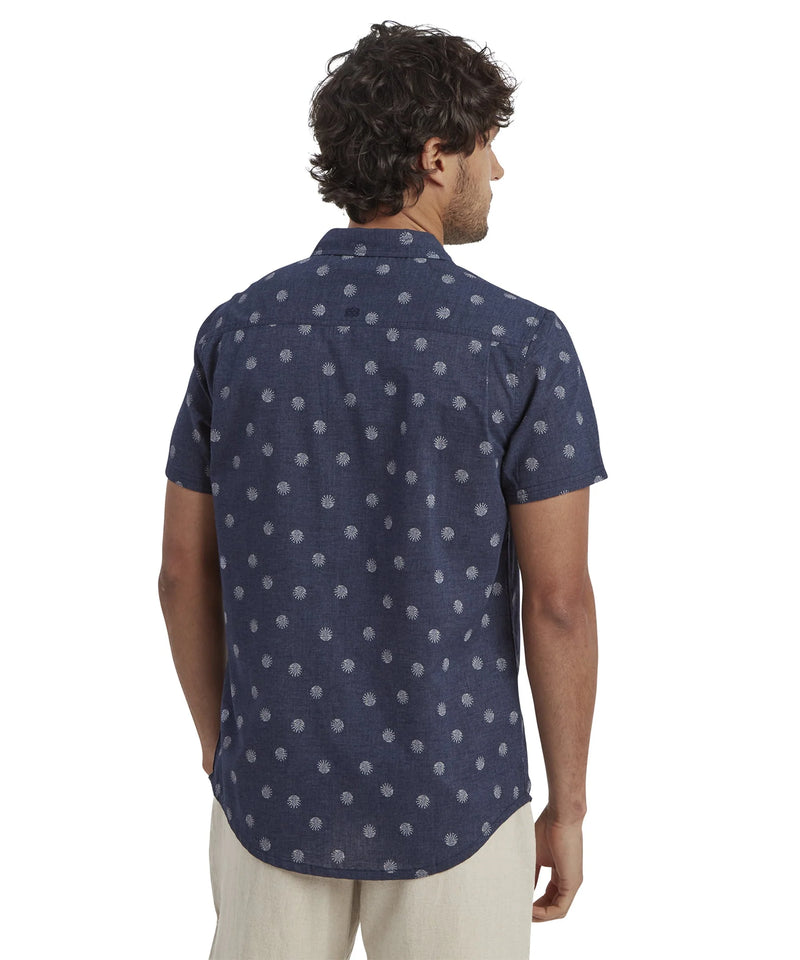 Men's Newar Peacock Short Sleeve Shirt | Rathee Blue