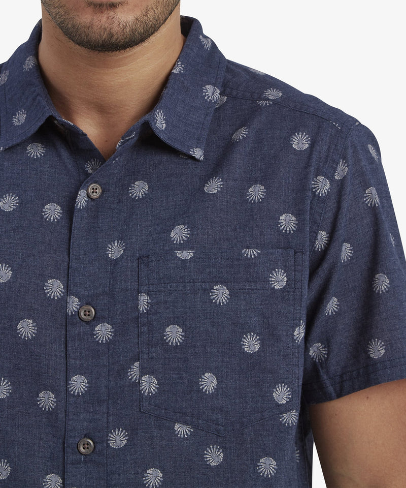 Men's Newar Peacock Short Sleeve Shirt | Rathee Blue