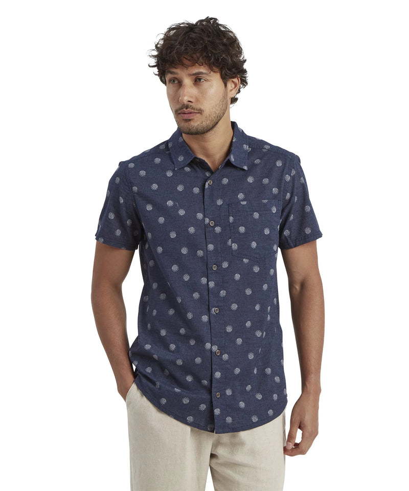 Men's Newar Peacock Short Sleeve Shirt | Rathee Blue