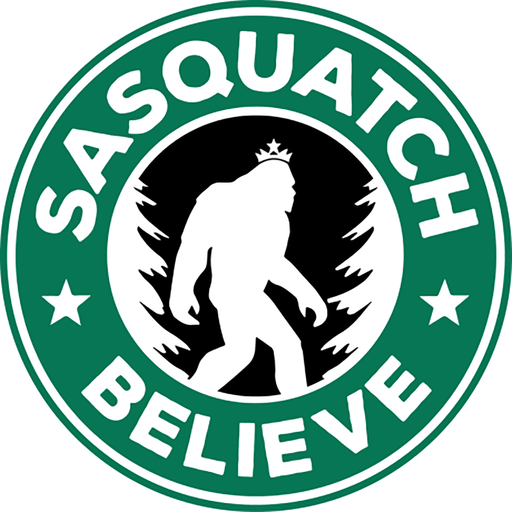 Logo with a Sasquatch silhouette and 'Sasquatch Believe' text on a green circle