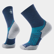 Blue and grey ankle socks with a Smartwool logo on a white background.