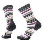 Pair of striped socks with a visible brand logo on a light gray background