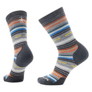 Pair of striped socks on a white background