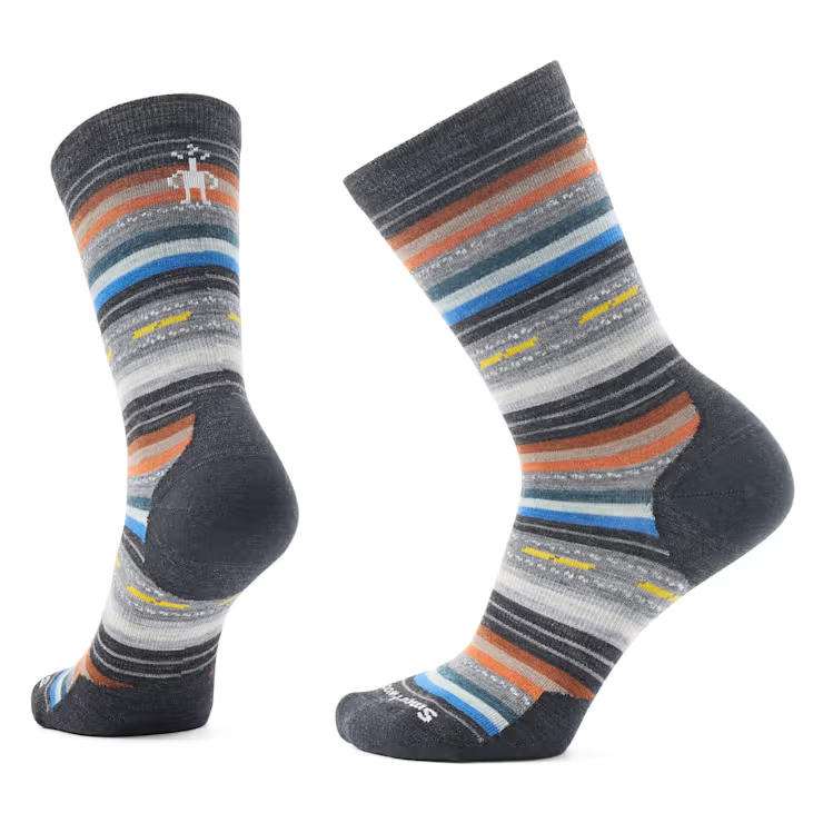 Pair of striped socks on a white background