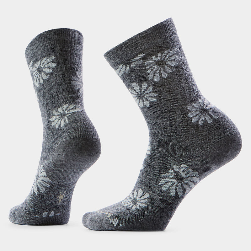 Women's Everyday Floral Crew Socks | Medium Grey