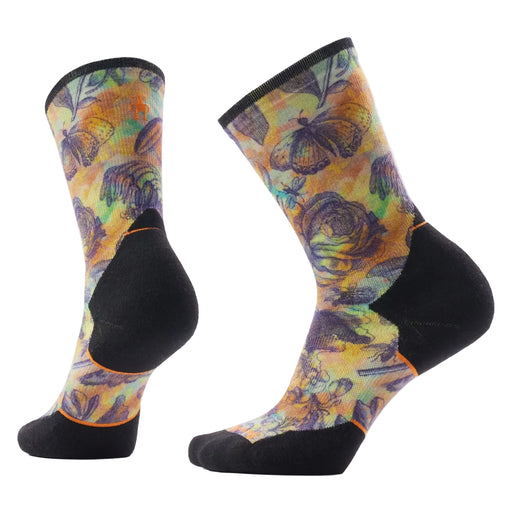 Colorful socks with butterfly design on a white background