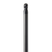 Black handle of a kayak paddle on a white background.