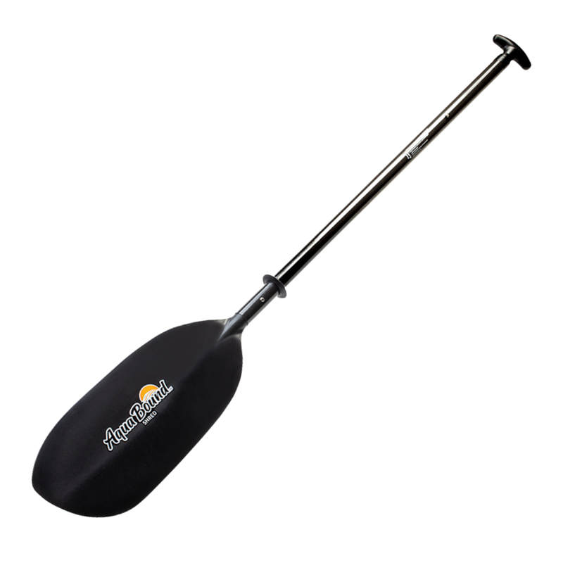 Black paddle with an Aqua Bound logo on a white background.