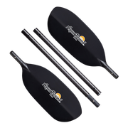 Two black kayak paddles with AquaBoid logo on a white background