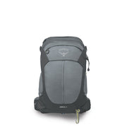 An Osprey Sirrus 24 backpack in gray and black, shown from the front on a clean white background.