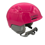Pink helmet with 'Smith' branding on a white background