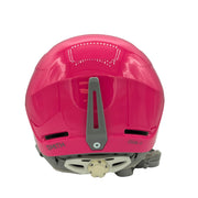 Pink helmet with a visible brand logo on a white background