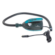 A black and teal electric air pump