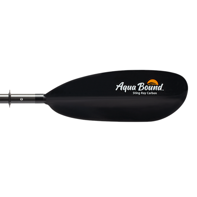 Black kayak paddle with Aqua Bound logo on a white background