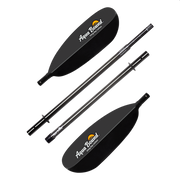 Two black kayak paddles with Aqua Bound logo on a white background