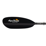 Black kayak paddle with Aqua Bound logo on a white background