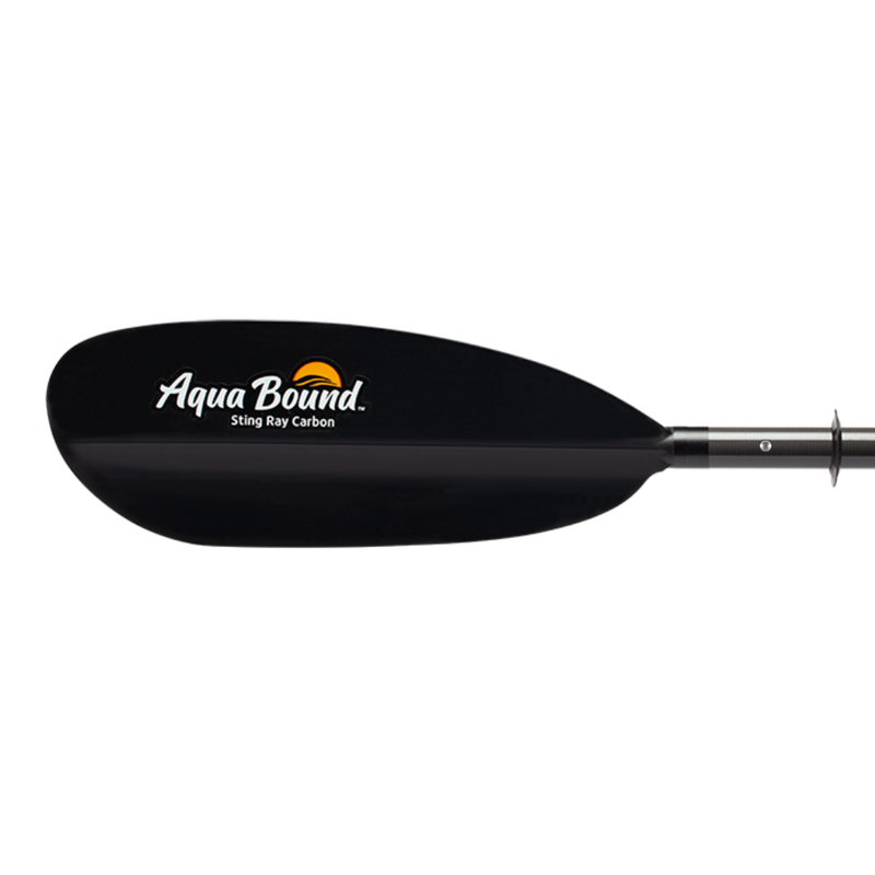 Black kayak paddle with Aqua Bound logo on a white background