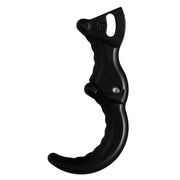 Black archery bow release aid on a white background