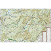 A detailed topographic map poster of Adirondack Park, New York, featuring contour lines, lakes, roads, and informational panels in the lower corners on a white background.