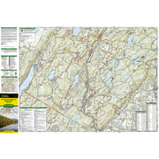 A detailed topographic map poster of the Harriman/Bear Mountain/Sterling Forest State Parks, featuring terrain contours, roads, trails, and informational panels on a white background.
