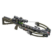 A black and dark green TenPoint compound crossbow with an attached scope, shown on a solid white background.