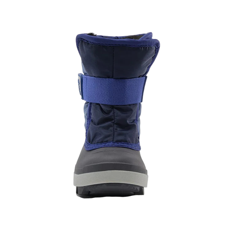 Blue and gray winter boot on a white background