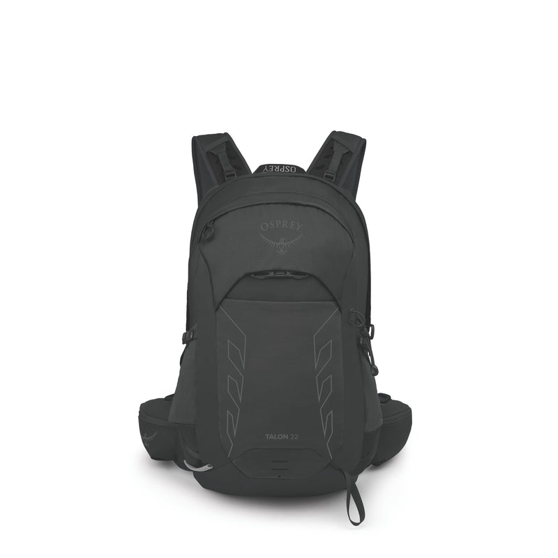 A black Osprey Talon 22 backpack shown from the front on a clean white background.