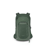 An Osprey Talon 22 backpack in a dark forest green color, shown from the front against a plain white background.