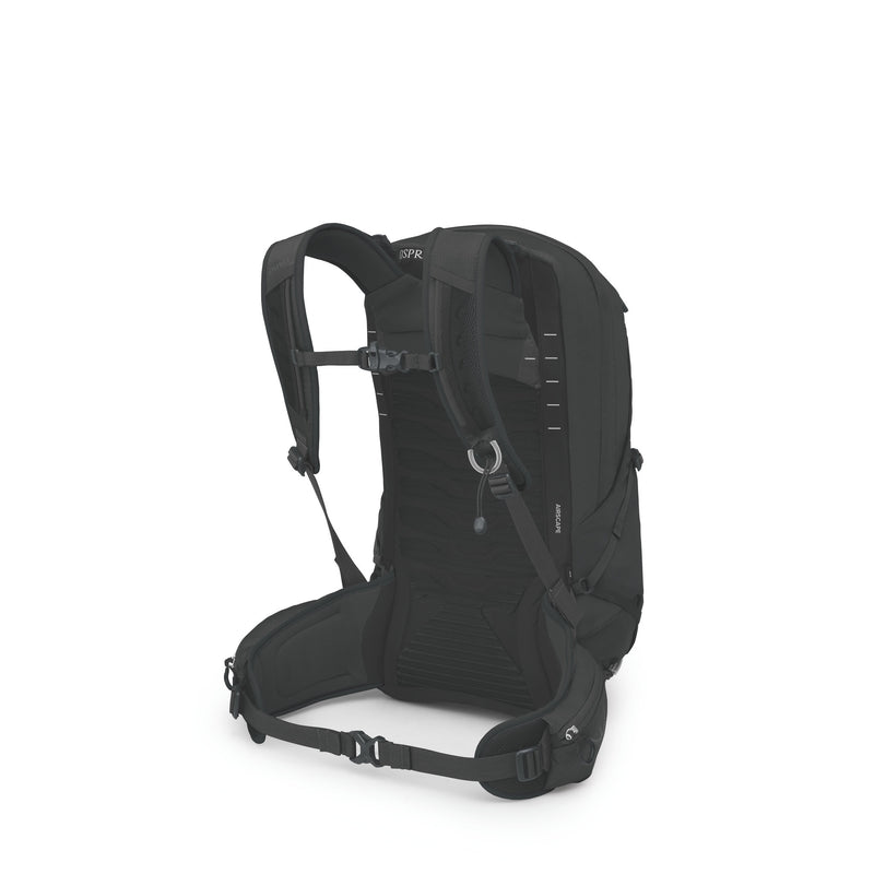 Black backpack on a white background