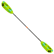 Kayak paddle with green blades and black shaft on a white background