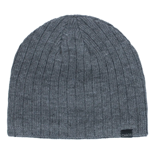 Light grey beanie against a white background. 