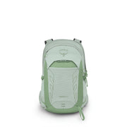 An Osprey Tempest 22 backpack in a light sage green color, shown from the front on a clean white background.