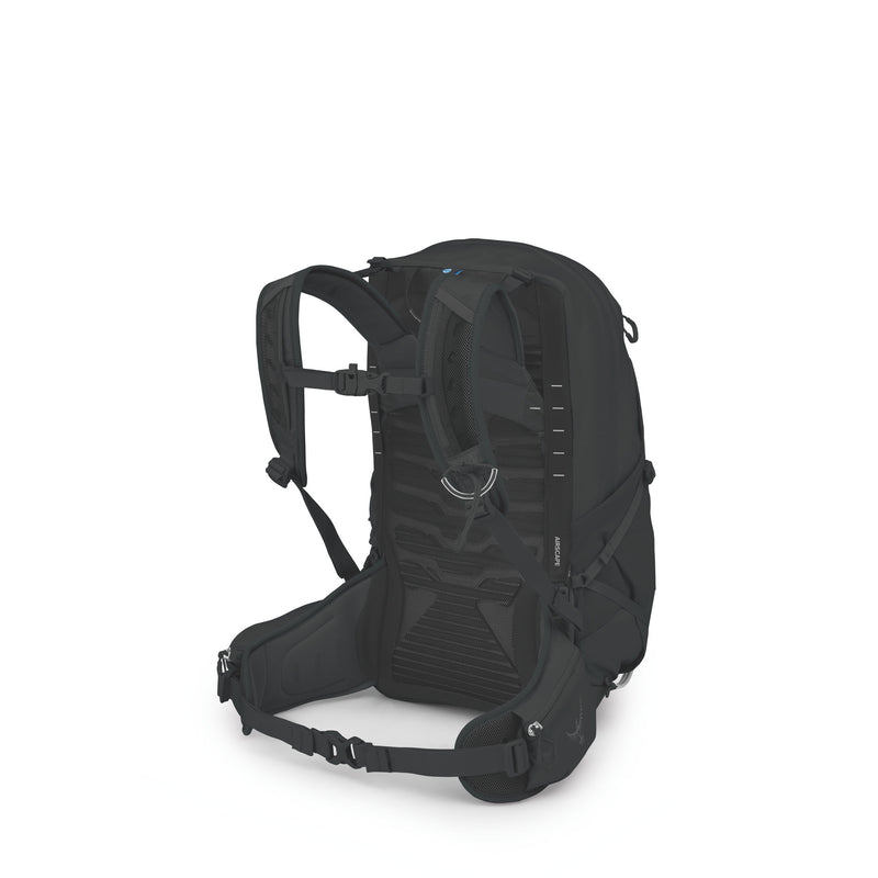 Black backpack on a white background