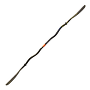 Side view of a black kayak paddle on a white background.