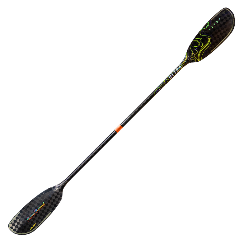 Grey and black paddle with multicolor accents and an Aqua Bound logo on a white background.
