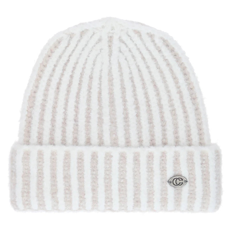 White beanie against a white background. 