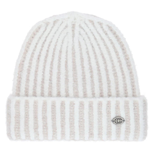 White beanie against a white background. 