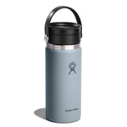 Hydro Flask water bottle with black lid on a white background