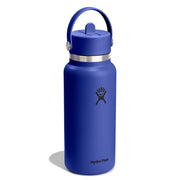 Blue Hydro Flask water bottle on a white background