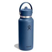 Blue Hydro Flask water bottle on a white background